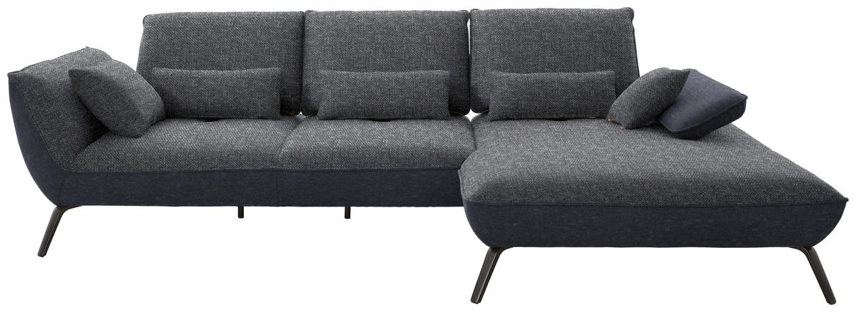 ECKSOFA  in Flachgewebe Anthrazit  301/191 cm  - Anthrazit/Schwarz, Design, Textil/Metall (301/191cm) - Moderano