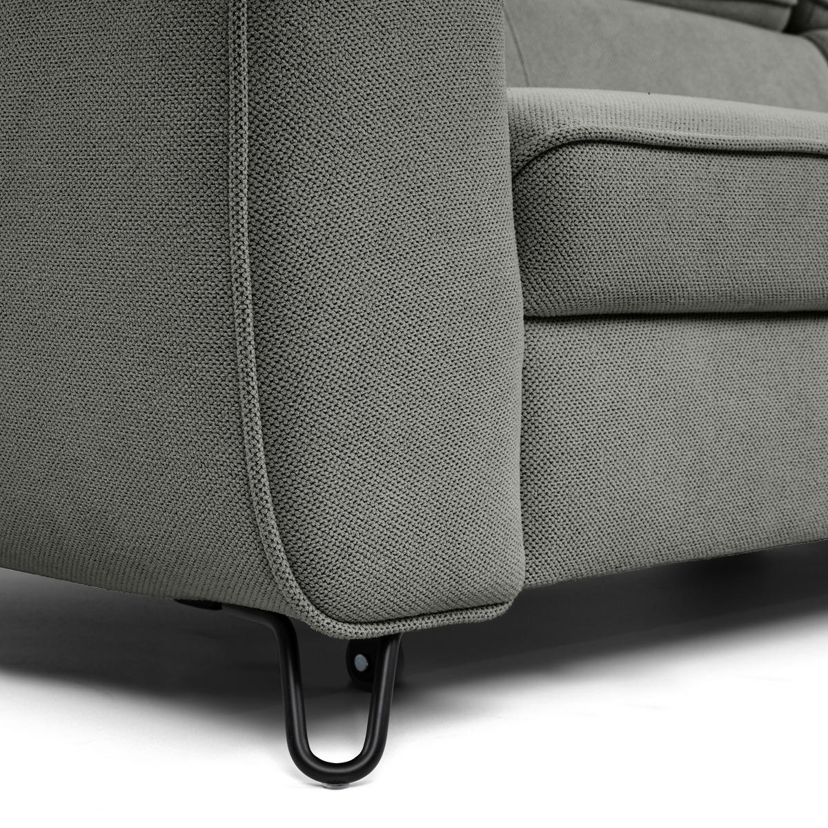 ECKSOFA in Flachgewebe Dunkelgrau  - Dunkelgrau/Schwarz, Design, Textil/Metall (250/200cm) - Stylife