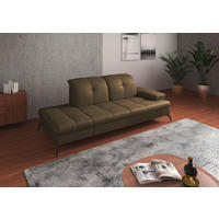 RÉCAMIERE Olivgrün Kombination Echtleder/Stoff Vliesstoff  - Schwarz/Olivgrün, KONVENTIONELL, Leder/Textil (231/90/122cm) - Sit & More