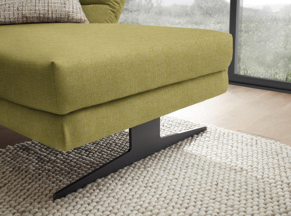 ECKSOFA in Flachgewebe Hellgrün  279-327/176-217 cm  - Schwarz/Hellgrün, Design, Textil/Metall (279-327/176-217cm) - Dieter Knoll