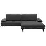 ECKSOFA in Velours Dunkelgrau  - Dunkelgrau/Schwarz, Design, Textil/Metall (284/184cm) - Dieter Knoll