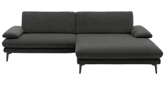 ECKSOFA in Velours Dunkelgrau 284/184 cm - Dunkelgrau/Schwarz, Design, Textil/Metall (284/184cm) - Dieter Knoll