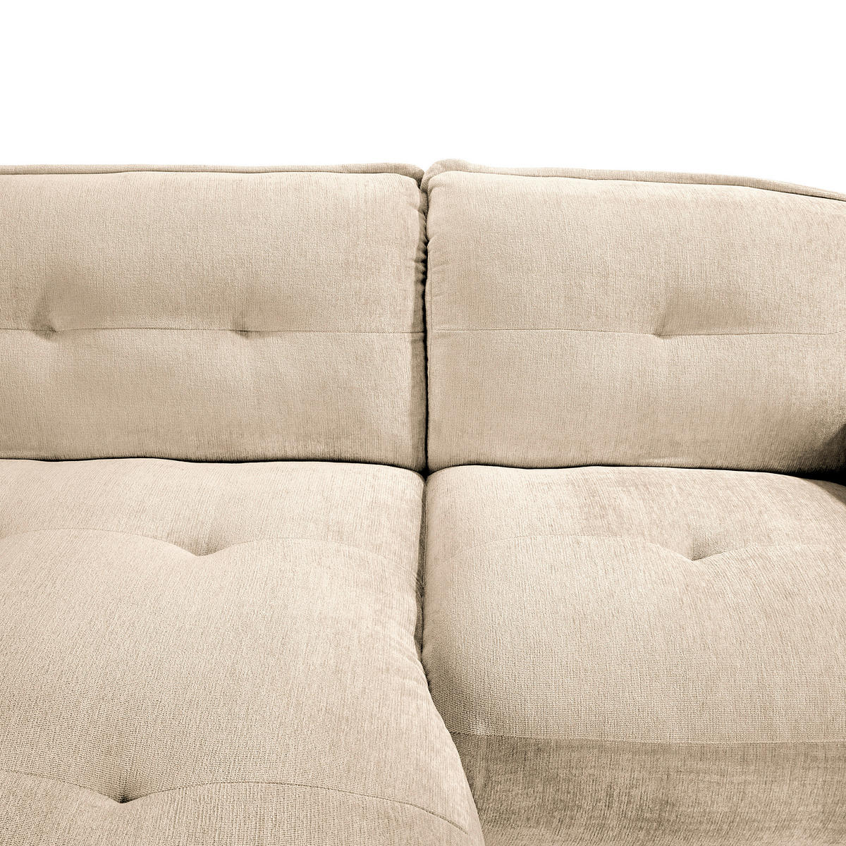 ECKSOFA in Chenille Creme  - Creme/Schwarz, Modern, Kunststoff/Textil (184/269cm) - Trendmanufaktur