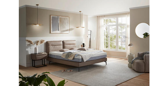 BOXSPRINGBETT 180/200 cm in Hellbraun - Hellbraun/Schwarz, Design, Textil/Metall (180/200cm) - Johann Jakob