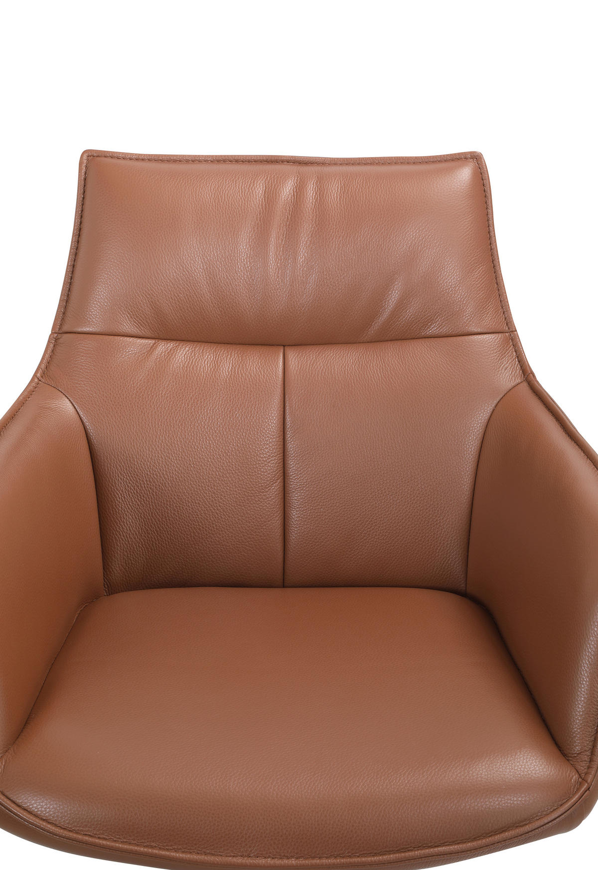 ARMLEHNSTUHL  in Eisen Echtleder pigmentiert  - Cognac/Schwarz, Design, Leder/Metall (60/89/63,5cm) - Novel