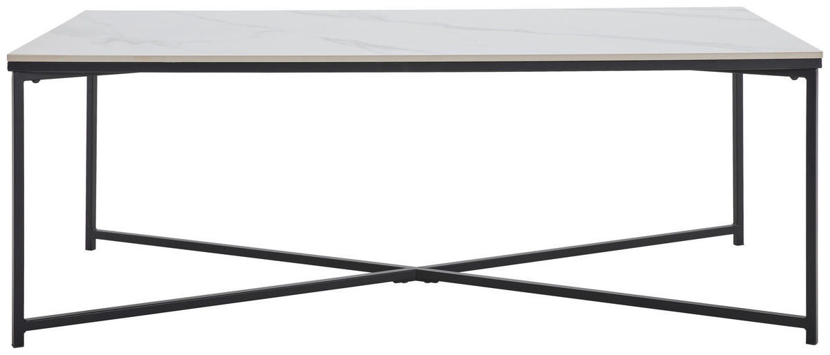 KONFERENČNÍ STOLEK, černá, bílá, kov, keramika, 120/43/60 cm - bílá/černá, Design, kov/keramika (120/43/60cm) - Livetastic