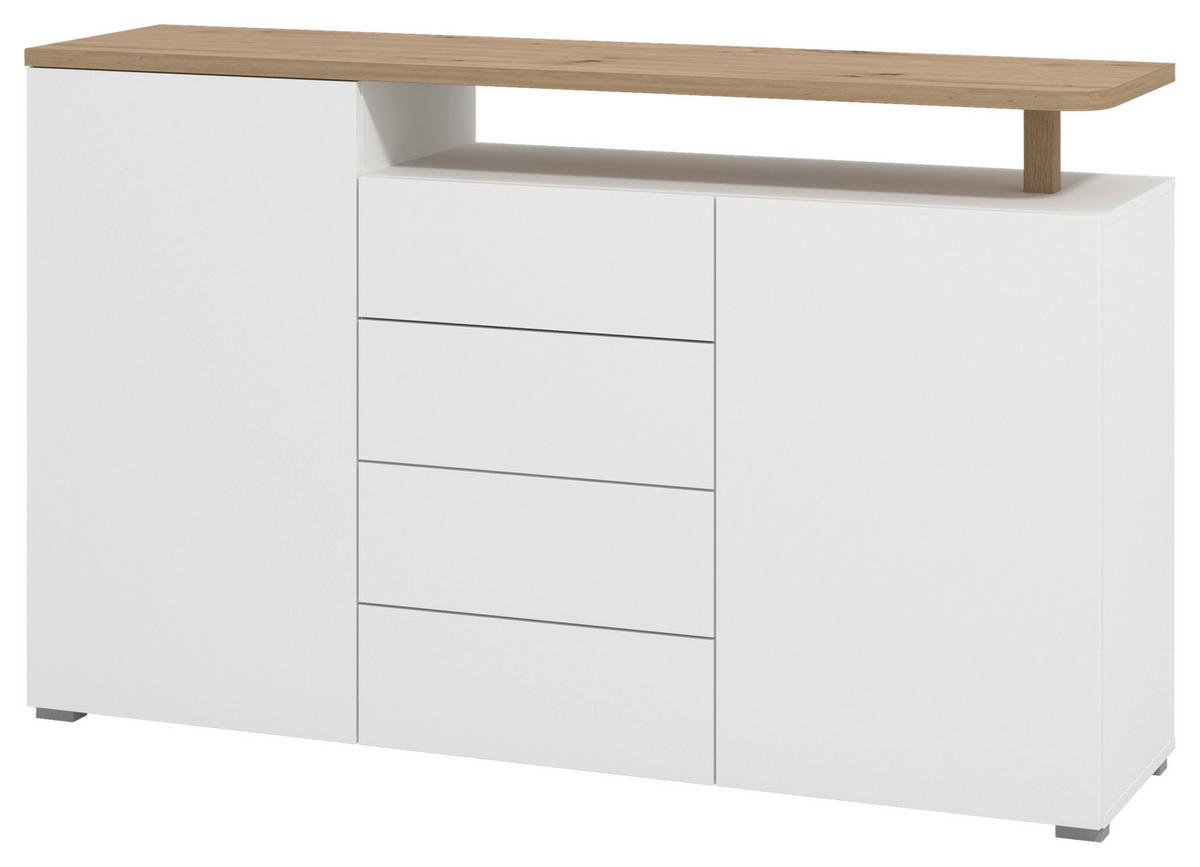 SIDEBOARD  in 154/94/40 cm  - Weiß/Eiche Artisan, Basics, Holzwerkstoff (154/94/40cm) - Carryhome