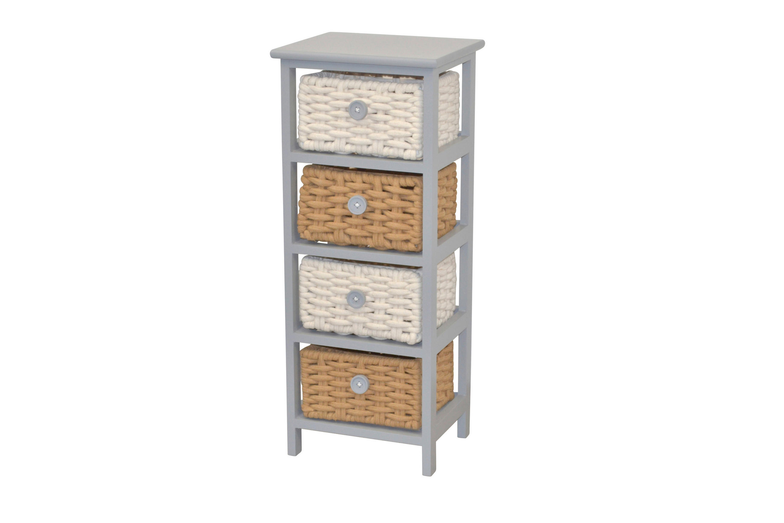 KOMMODE  in  - Creme/Hellgrau, Design, Holz/Textil (25/30/74cm) - MID.YOU