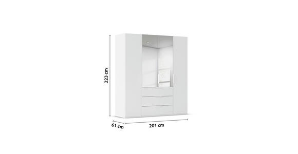 DREHTÜRENSCHRANK 201/223/61 cm,  in Weiß, 4-türig  - Weiß, Basics, Glas/Holzwerkstoff (201/223/61cm) - Novel
