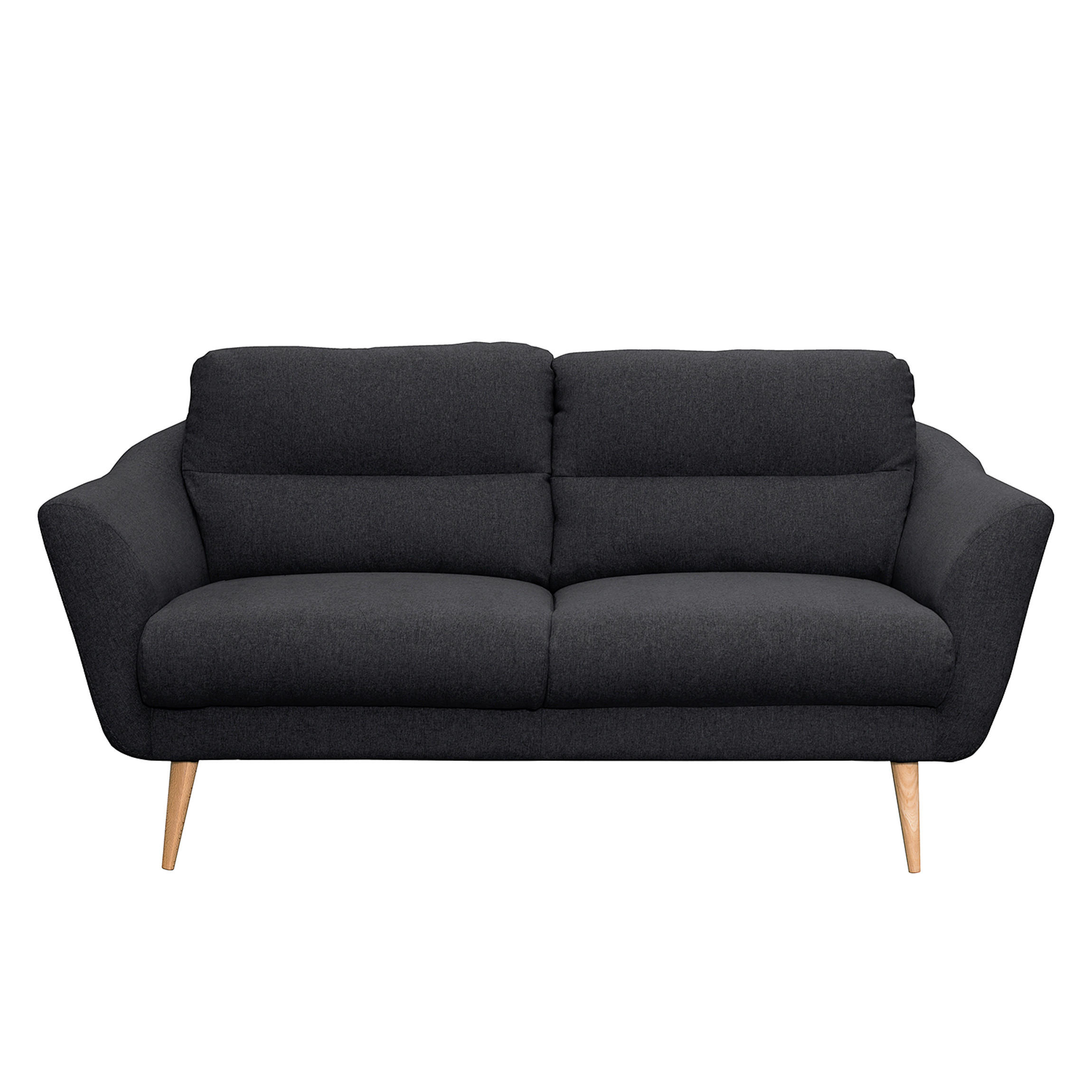 2,5-SITZER Webstoff Anthrazit  - Anthrazit/Buchefarben, Design, Holz/Textil (187/87/88cm) - Livetastic