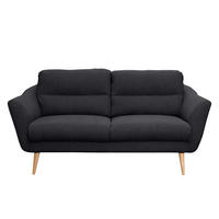 2,5-SITZER Webstoff Anthrazit  - Anthrazit/Buchefarben, Design, Holz/Textil (187/87/88cm) - Livetastic
