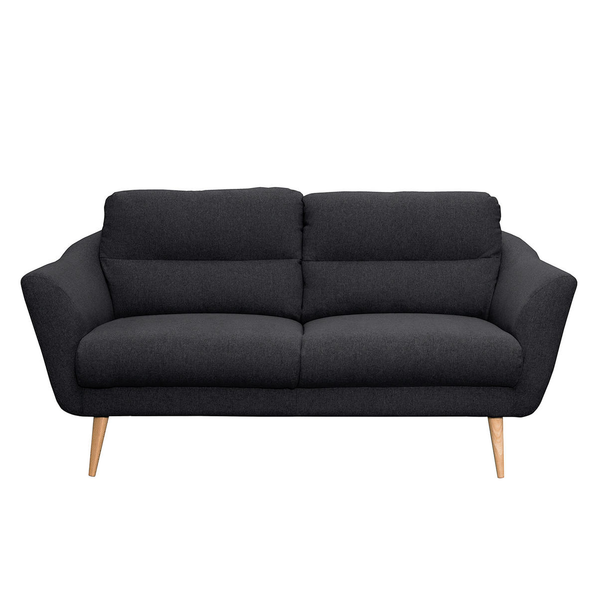2,5-SITZER Webstoff Anthrazit  - Anthrazit/Buchefarben, Design, Holz/Textil (187/87/88cm) - Livetastic