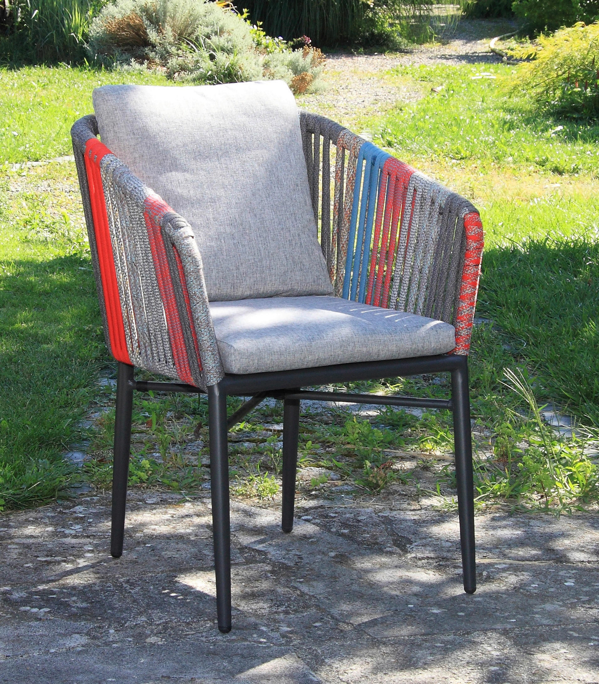 GARTENSTUHL Aluminium Anthrazit, Grau, Multicolor  - Anthrazit/Multicolor, MODERN, Textil/Metall (61/82/63cm) - Acamp