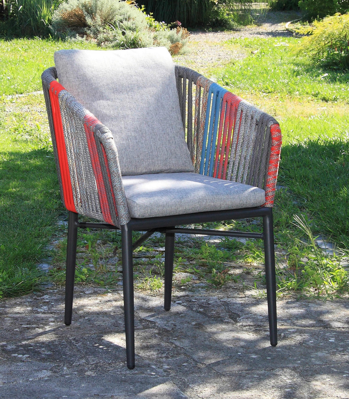 GARTENSTUHL Aluminium Anthrazit, Grau, Multicolor  - Anthrazit/Multicolor, MODERN, Textil/Metall (61/82/63cm) - Acamp