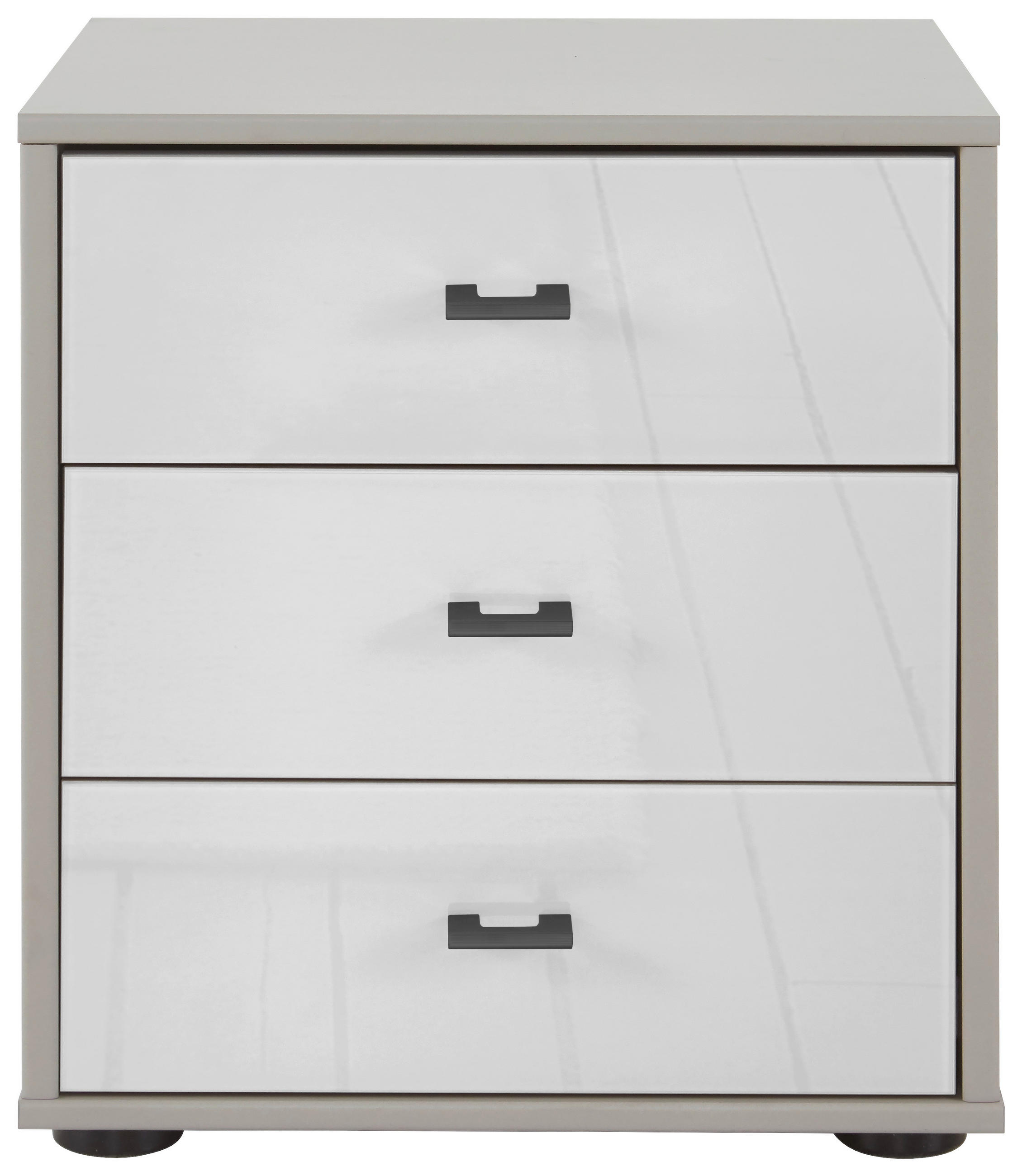 NACHTSCHRANK 60/64/43 cm  - Schieferfarben/Weiß, KONVENTIONELL, Glas/Holzwerkstoff (60/64/43cm) - Novel