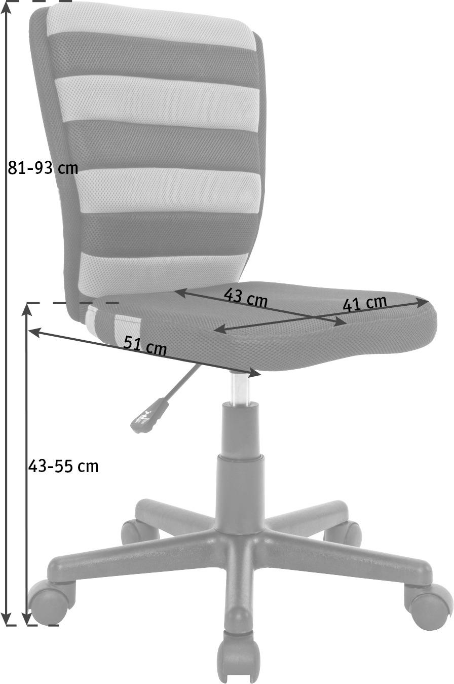 Scaun birou tineret - albastru/negru, Konventionell, plastic/metal (41/81-93/51cm) - Carryhome