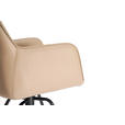 ARMLEHNSTUHL  Sitzfläche 360° drehbar, inklusive Armlehnen, automatische Rückholfunktion  Echtleder  - Beige/Schwarz, Design, Leder/Metall (59/87/62cm) - Novel