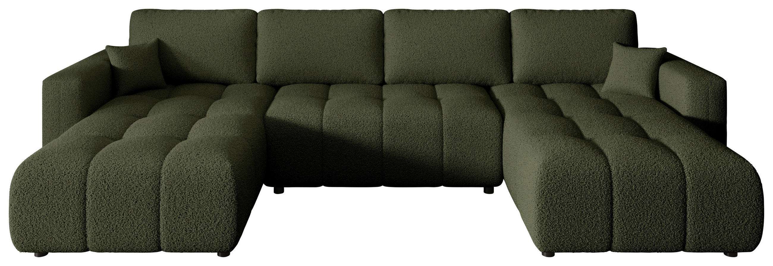 WOHNLANDSCHAFT  in Bouclé Grün  - Schwarz/Grün, MODERN, Kunststoff/Textil (190/380/190cm) - Carryhome