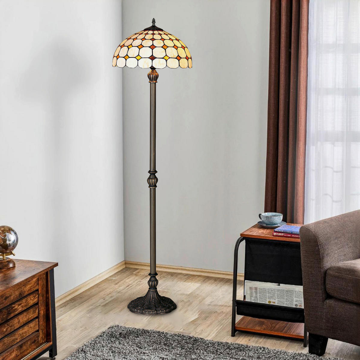 ÁLLÓLÁMPA - barna/többszínű, Basics, Üveg/fém (40/140/40cm)