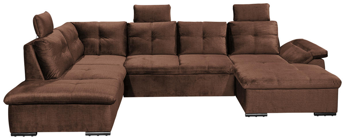 WOHNLANDSCHAFT in Mikrovelours Kupferfarben  - Schwarz/Kupferfarben, Konventionell, Kunststoff/Textil (217/334/127cm) - Carryhome