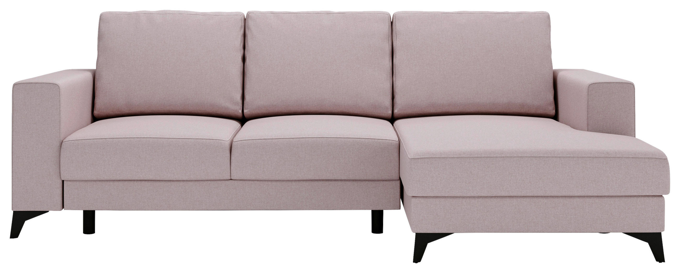 ECKSOFA Rosa Flachgewebe  - Schwarz/Rosa, Design, Textil/Metall (244/156cm) - Livetastic