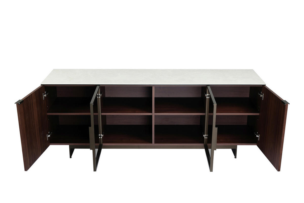 SIDEBOARD  200/77/50 cm  - Beige/Walnussfarben, Design, Glas/Keramik (200/77/50cm) - Dieter Knoll
