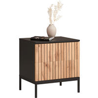 NACHTSCHRANK 51,5/56/38 cm  - Eiche Wotan/Schwarz, KONVENTIONELL, Holzwerkstoff (51,5/56/38cm) - Xora