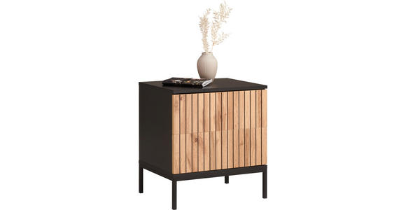 NACHTSCHRANK 51,5/56/38 cm  - Eiche Wotan/Schwarz, KONVENTIONELL, Holzwerkstoff (51,5/56/38cm) - Xora
