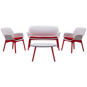 LOUNGEGARNITUR 7-teilig - Rot/Weiß, Design, Kunststoff/Textil - Ambia Garden