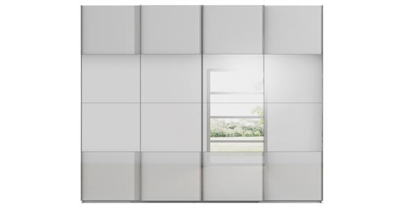 SCHWEBETÜRENSCHRANK  in Seidengrau  - Chromfarben/Seidengrau, Design, Glas/Holzwerkstoff (271/235/68cm) - Novel