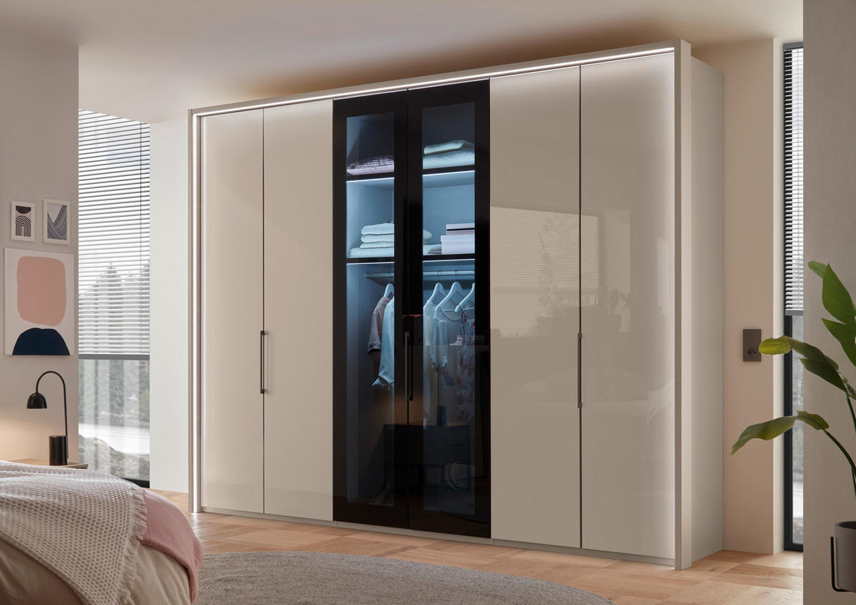 DREHTÜRENSCHRANK 300/236/58 cm,  in Grau, 6-türig  - Schieferfarben/Grau, KONVENTIONELL, Glas/Holzwerkstoff (300/236/58cm) - Dieter Knoll