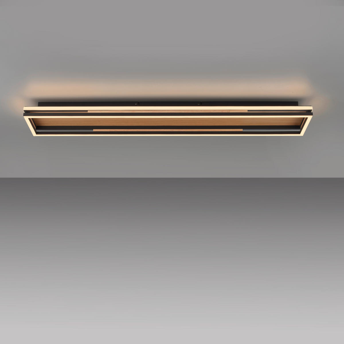 LED-DECKENLEUCHTE 100/18/8 cm    - Braun, Natur, Metall (100/18/8cm)