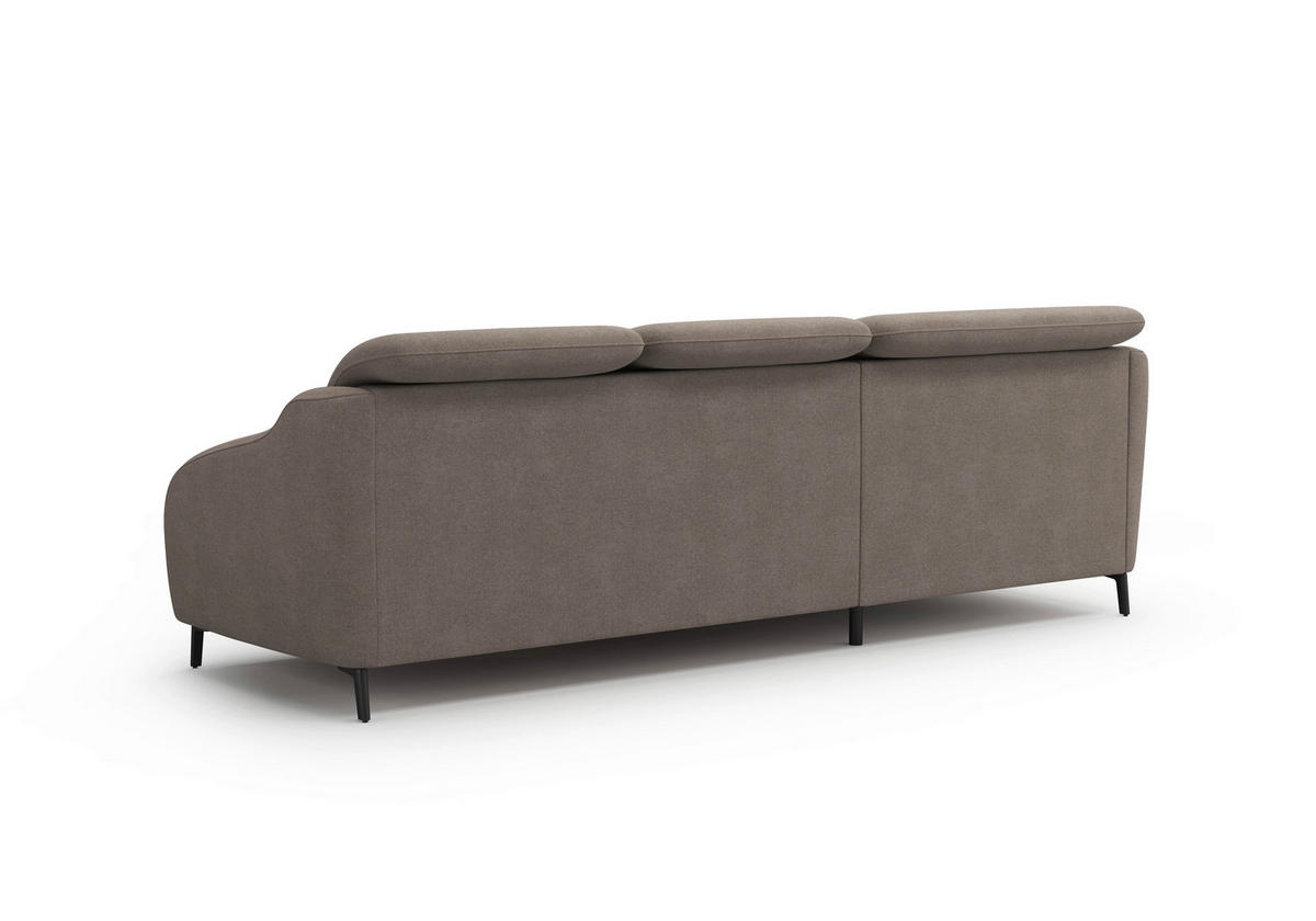 ECKSOFA BLUES V Haselnussfarben Mikrofaser  - Schwarz/Haselnussfarben, MODERN, Textil/Metall (191/271cm) - Sit & More