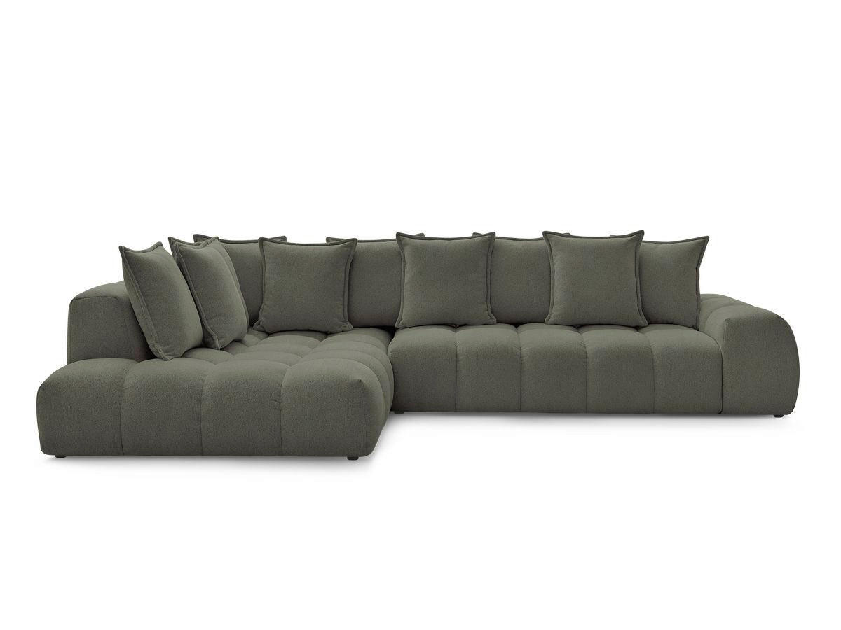 ECKSOFA Ottomane links  EVEREST Grün Flachgewebe  - Schwarz/Grün, MODERN, Kunststoff/Textil (210/352cm)