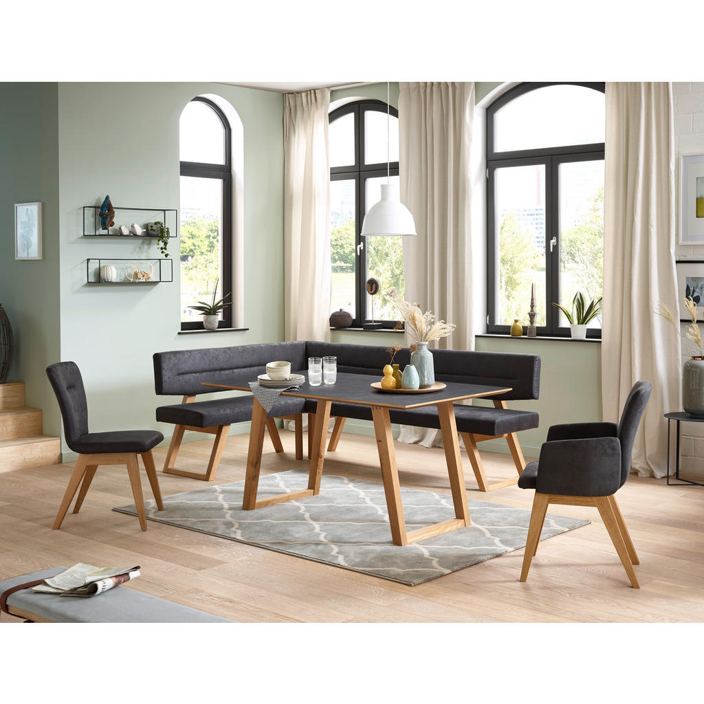 Thumbnail - Dieter Knoll Armlehnstuhl, Anthrazit, Eiche, Holz, Textil, Wildeiche, massiv, Uni, eckig, 57x91x66 cm, Esszimmer, Stühle...