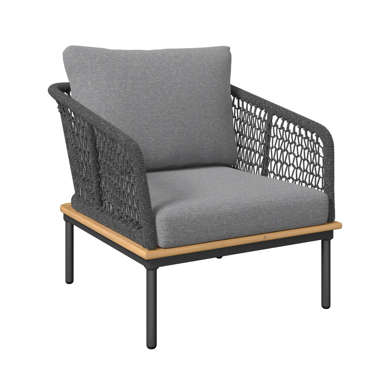 KERTI BÚTORSZETT  - akáciaszínű/antracit, Modern, textil/fa - Ambia Garden