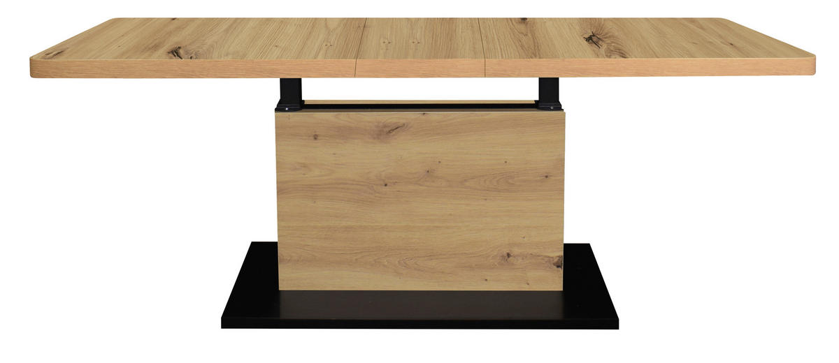 COUCHTISCH in Metall, Holzwerkstoff 120-160/70/56-75 cm  - Schwarz/Eiche Artisan, Design, Holzwerkstoff/Kunststoff (120-160/70/56-75cm) - Stylife