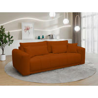 SCHLAFSOFA  mit Stoffauswahl, Schlafen auf Sitzhöhe, Rücken echt, Armteil links, Armteil rechts Orange  - Schwarz/Orange, Design, Holz/Textil (245/90/117cm) - MID.YOU