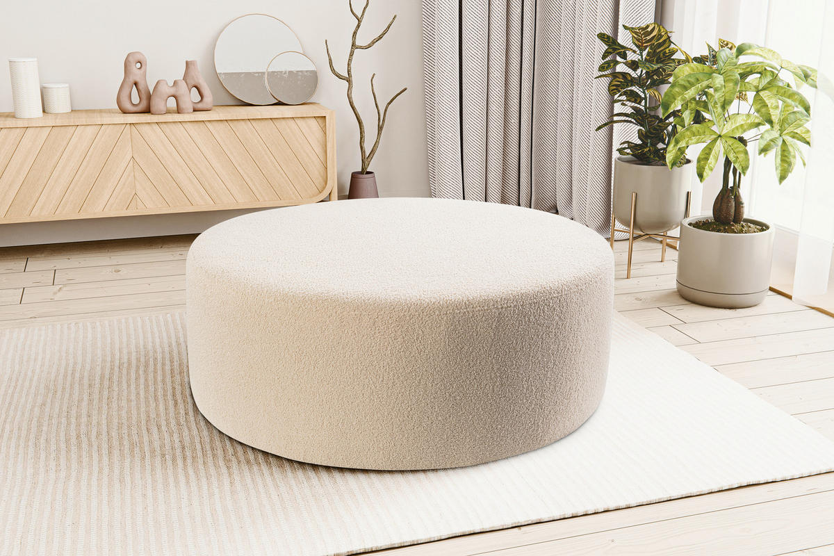 HOCKER KOLO Cord Beige  - Beige/Schwarz, Basics, Kunststoff/Textil (103/39/103cm) - MID.YOU