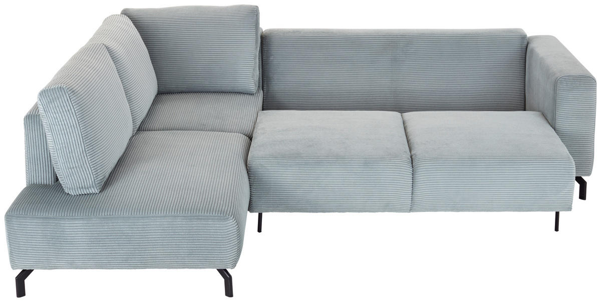 ECKSOFA Graugrün Cord  - Schwarz/Graugrün, MODERN, Textil/Metall (210/272cm) - P & B