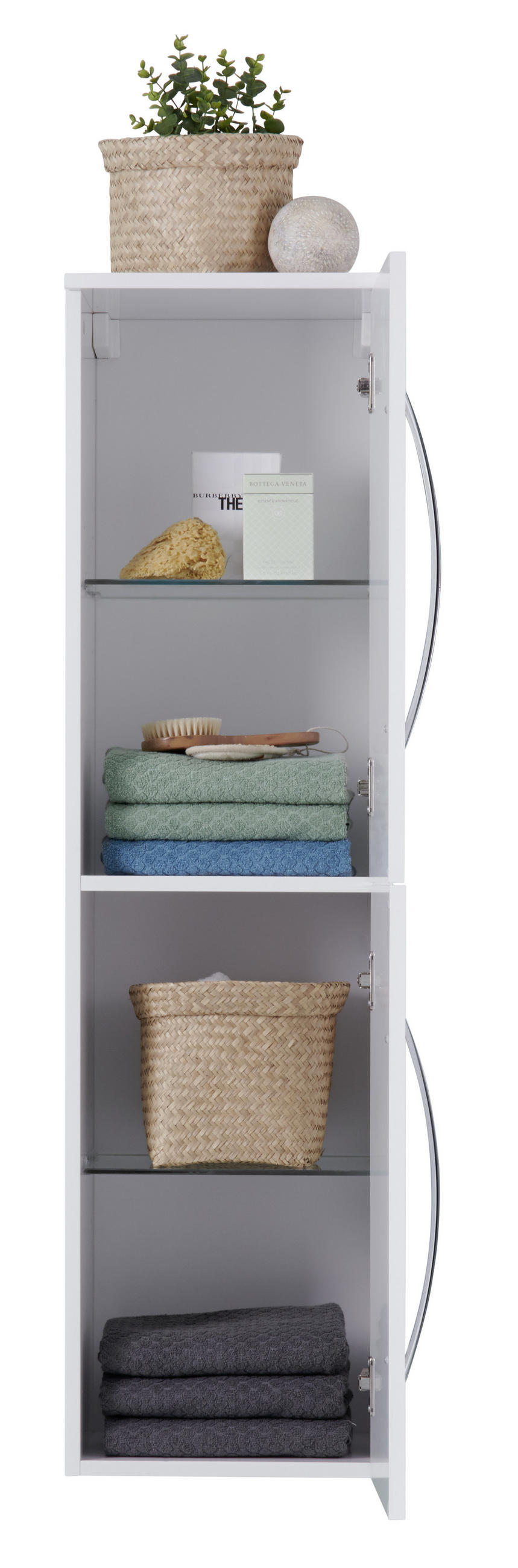 STREDNE VYSOKÁ SKRINKA, biela, 35/128/32 cm - biela/chrómová, Modern, kov/kompozitné drevo (35/128/32cm) - Stylife