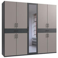 DREHTÜRENSCHRANK Graphitfarben, Sahara  - Schwarz/Graphitfarben, Konventionell, Glas/Holzwerkstoff (225/208/58cm) - Carryhome