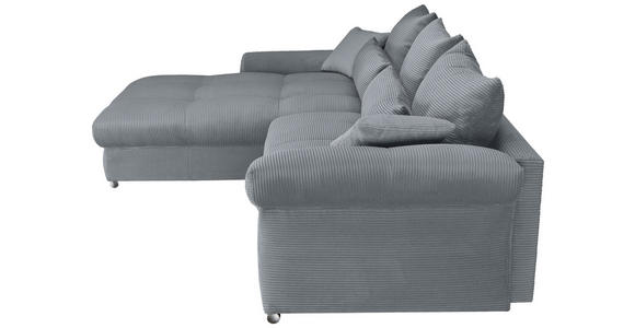 ECKSOFA Dunkelgrau Cord Zierkissen, Rückenkissen, Rücken echt  - Chromfarben/Dunkelgrau, KONVENTIONELL, Textil/Metall (225/335cm) - Carryhome