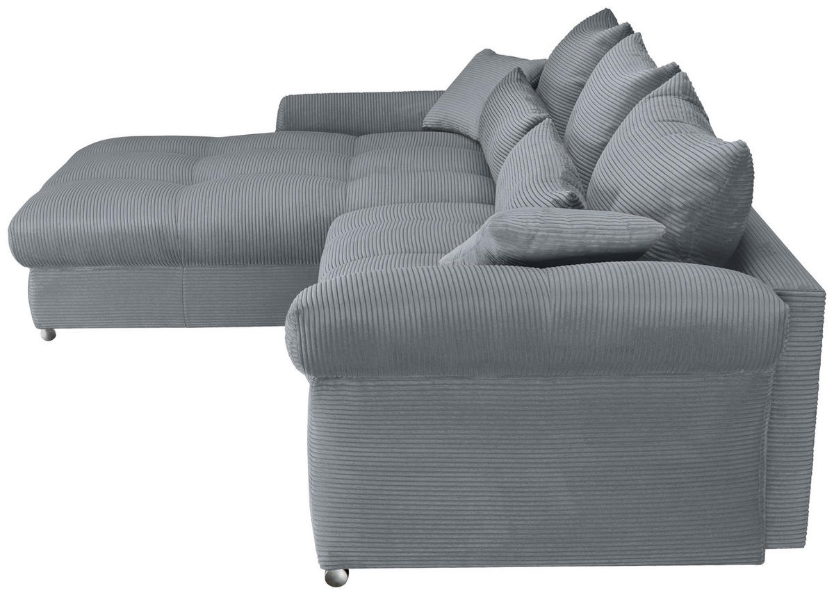 ECKSOFA Dunkelgrau Cord  - Chromfarben/Dunkelgrau, KONVENTIONELL, Textil/Metall (225/335cm) - Carryhome