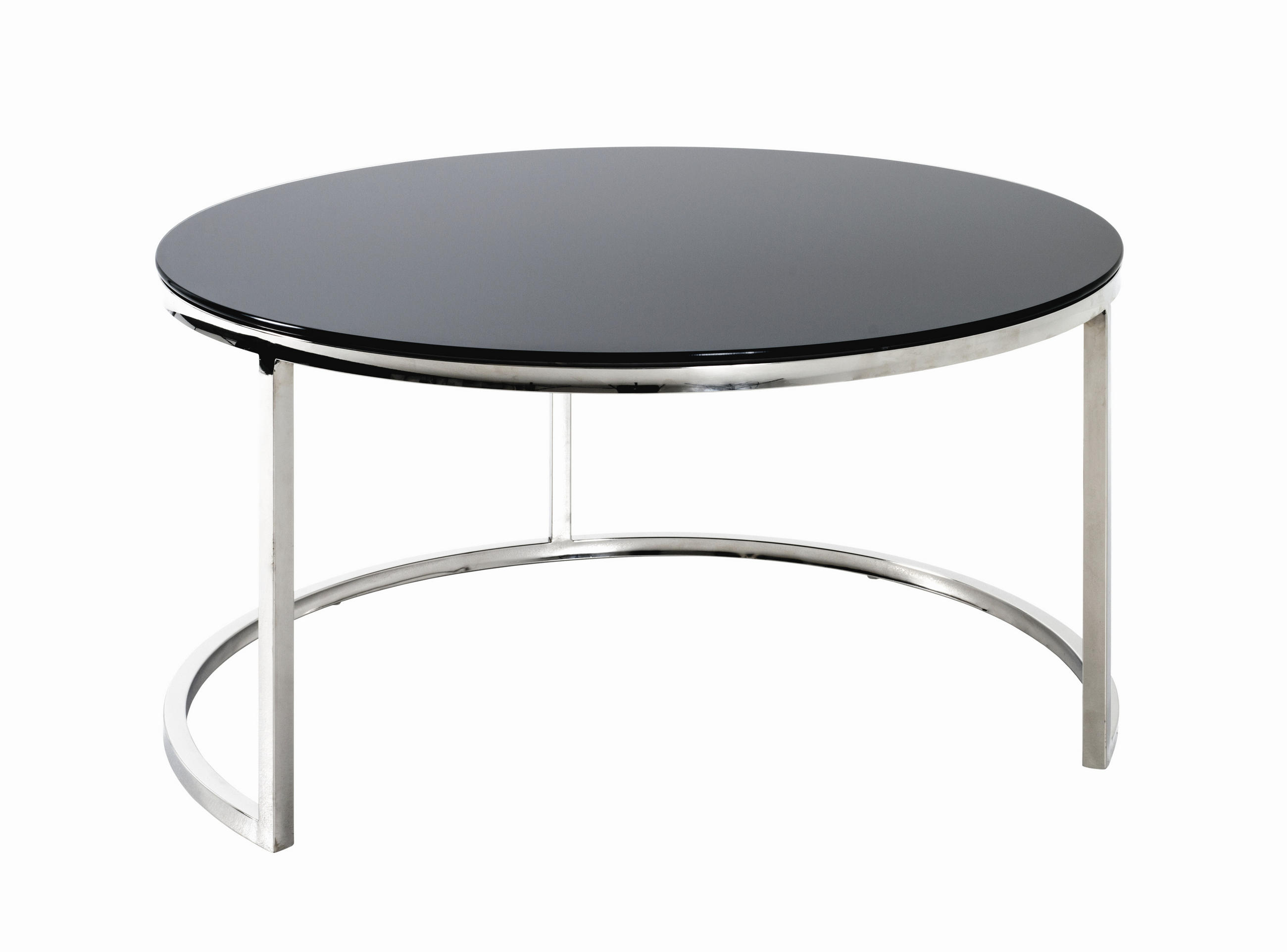 COUCHTISCH Sicherheitsglas 80/80/42 cm rund Schwarz, Edelstahlfarben  - Edelstahlfarben/Schwarz, Natur, Glas/Metall (80/80/42cm)