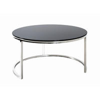 COUCHTISCH Sicherheitsglas 80/80/42 cm rund Schwarz, Edelstahlfarben  - Edelstahlfarben/Schwarz, Natur, Glas/Metall (80/80/42cm)