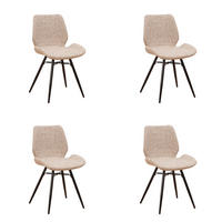 STUHL-SET 4 Stück  Chenille  Beige  - Beige/Schwarz, Design, Textil/Metall (47/82/55cm) - MID.YOU