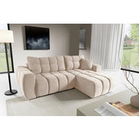 ECKSOFA FERANO Beige Velours  - Beige/Schwarz, Design, Kunststoff/Textil (253/172cm) - Livetastic