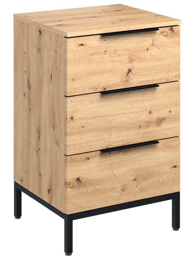 KOMMODE 45/73/40 cm - Eichefarben/Schwarz, Basics, Metall (45/73/40cm)