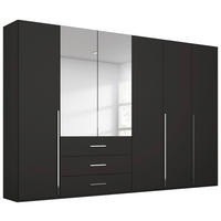 DREHTÜRENSCHRANK 301/223/60 cm,  in Schwarz, 6-türig  - Chromfarben/Schwarz, Design, Glas/Holzwerkstoff (301/223/60cm) - home24